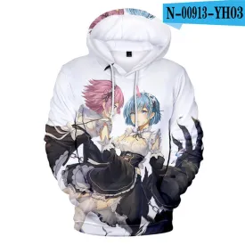 Anime Re:Zero Starting Life in Another World Rem & Ram Print Pullover Oversized Hoodies