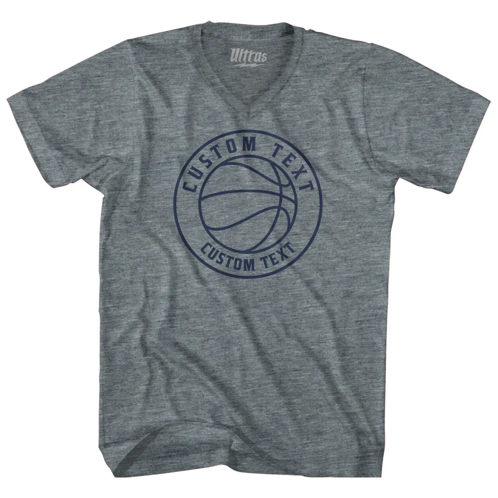 Basketball Custom Text Tri-Blend V-neck Womens Junior Cut T-shirt