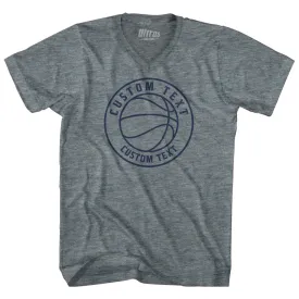 Basketball Custom Text Tri-Blend V-neck Womens Junior Cut T-shirt