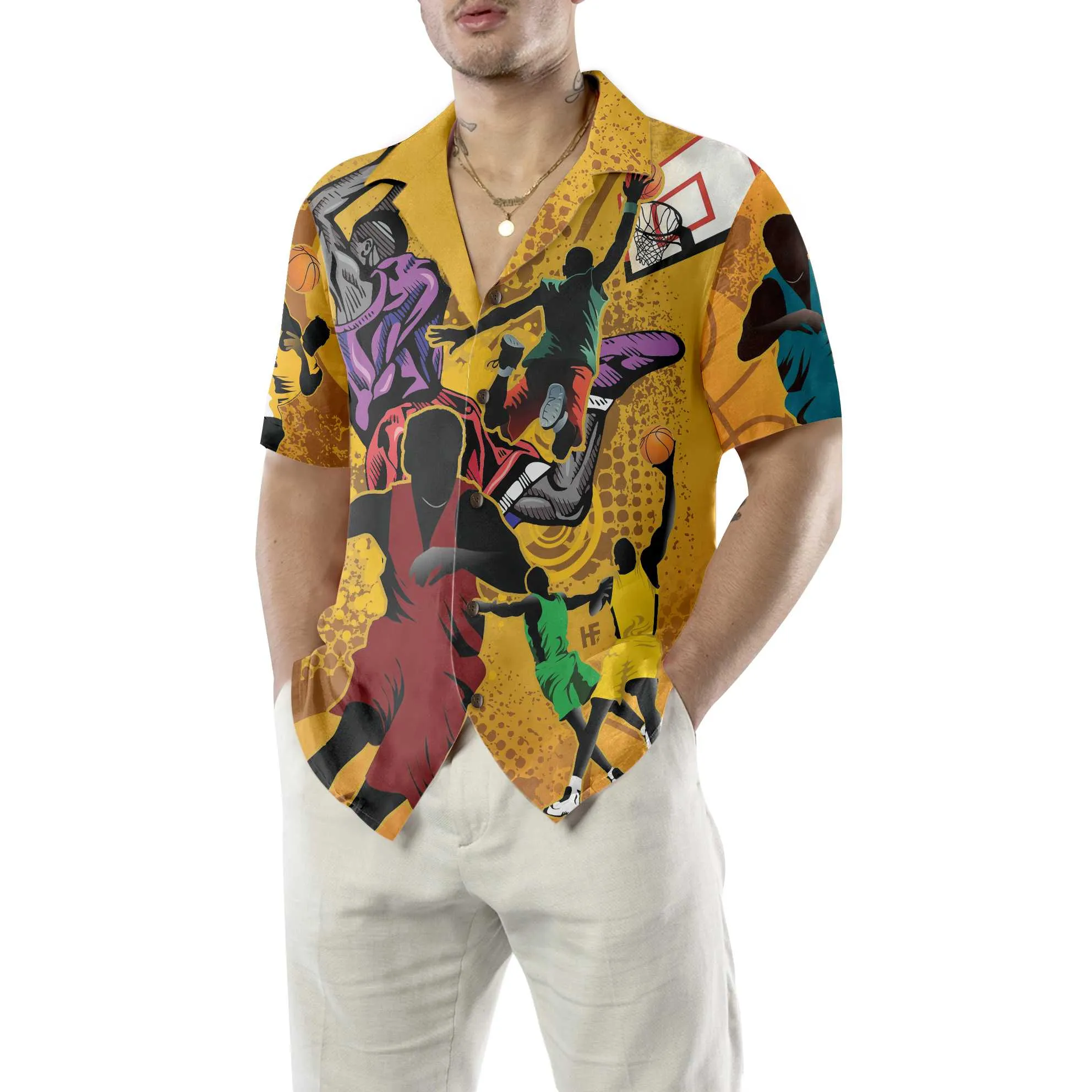 Basketball Players Hawaiian Shirt, Button Up Basketball Shirt For Men & Women, Cool Basketball Gift