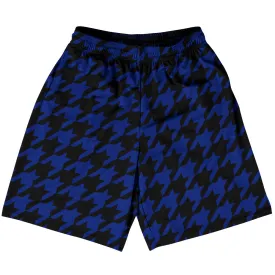 Blue Royal And Black Houndstooth Basketball Practice Shorts Made In USA
