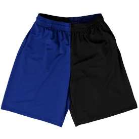 Blue Royal And Black Quad Color Basketball Practice Shorts Made In USA