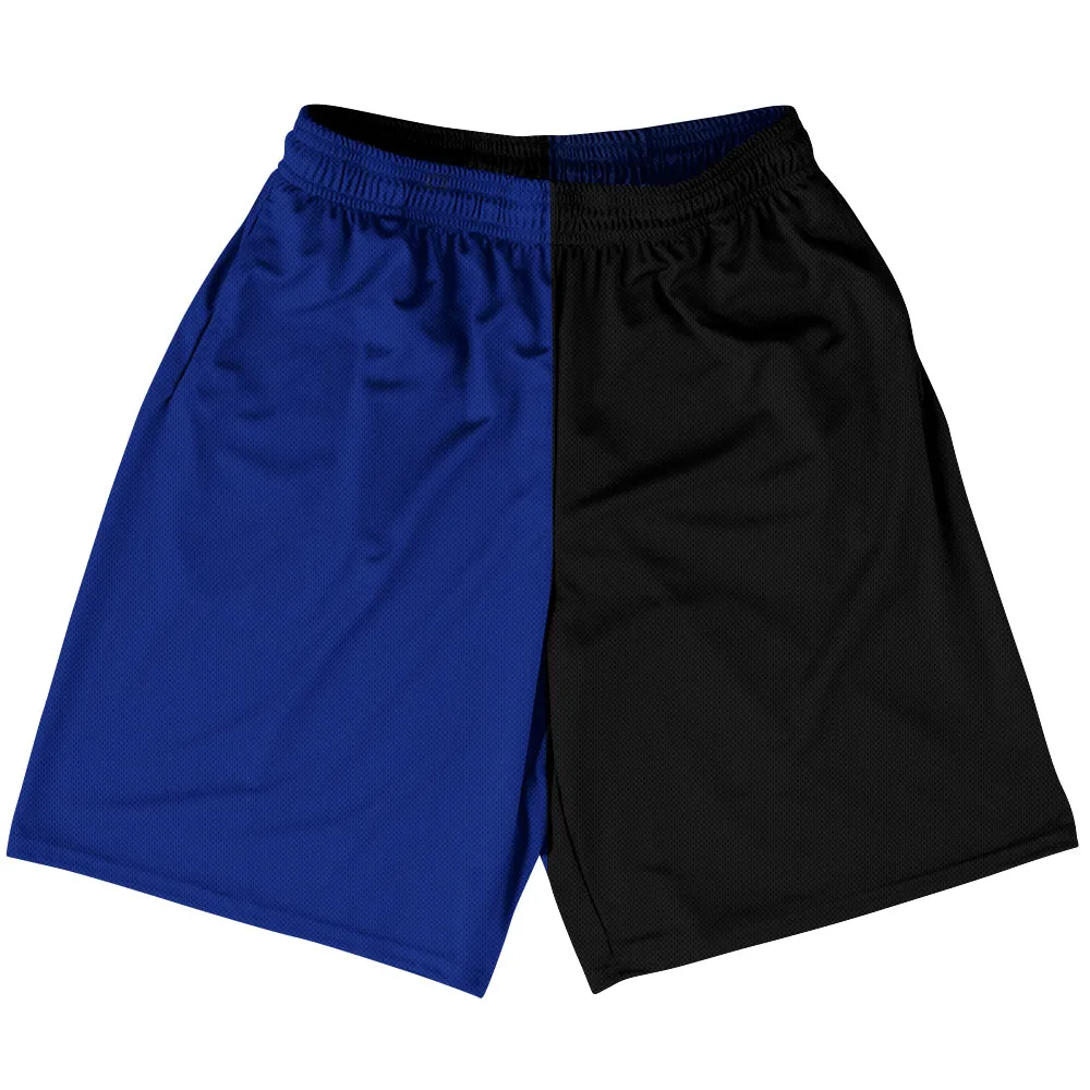 Blue Royal And Black Quad Color Basketball Practice Shorts Made In USA