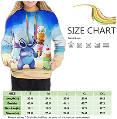 Cartoon Cute lilo Stitch Hoodie Pullover Sweatshirt Anime Hoodies