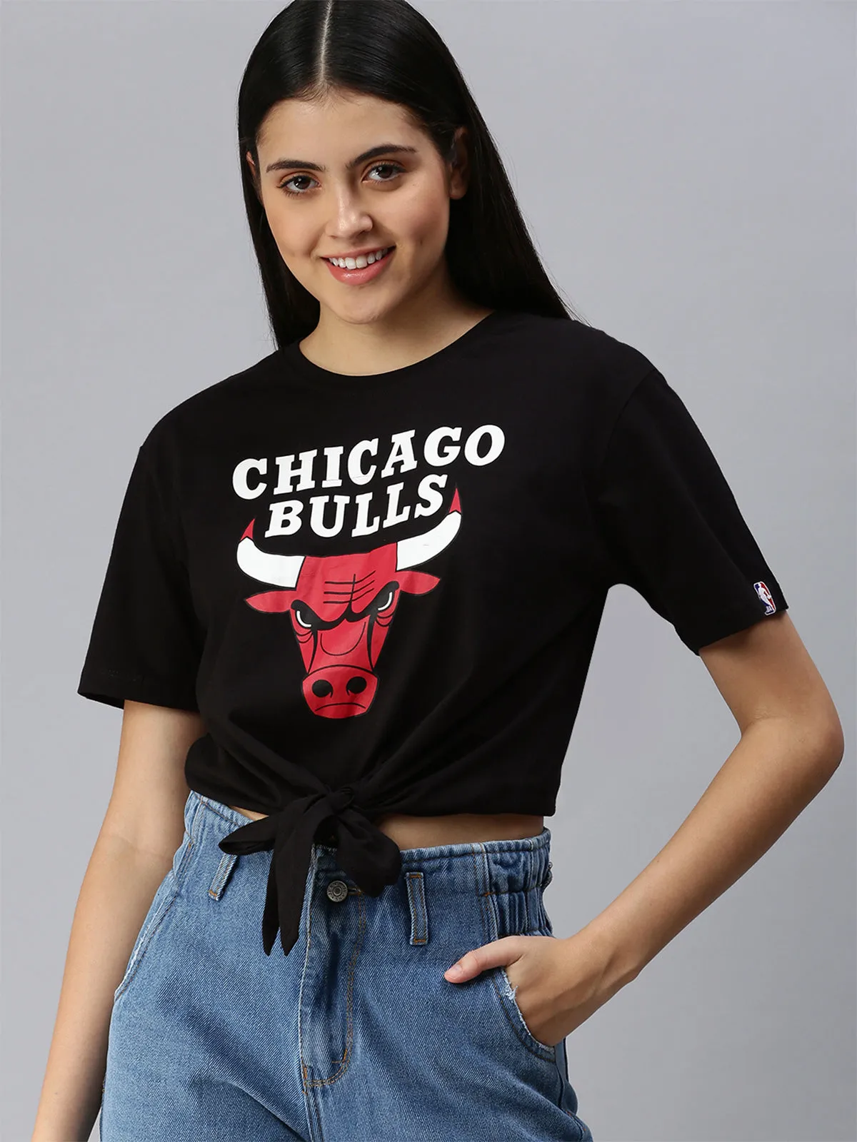 Chicago Bulls: Classic Crest Tie Top- Black