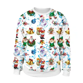 Christmas Sweaters - Santa Claus Cartoon Style 3D Crew Neck Sweatshirt