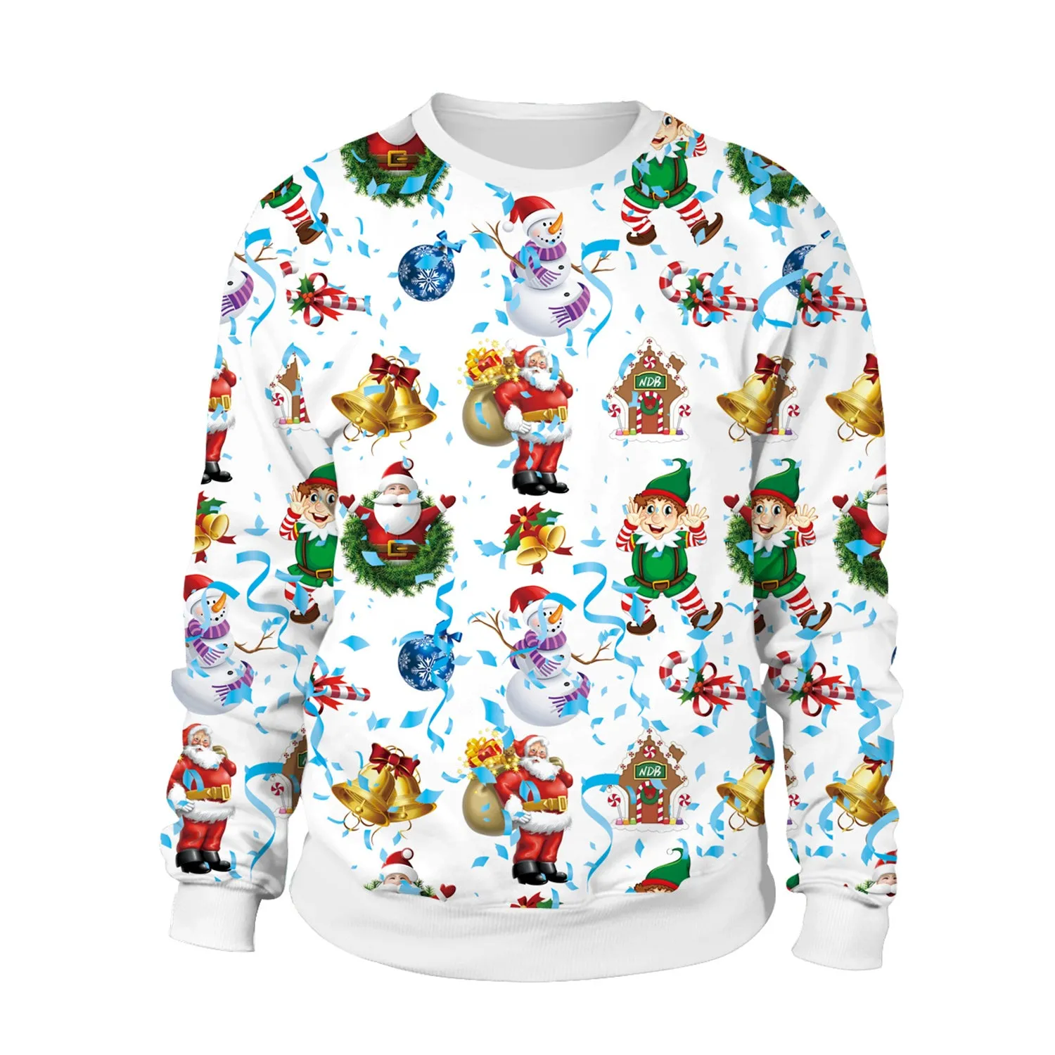 Christmas Sweaters - Santa Claus Cartoon Style 3D Crew Neck Sweatshirt