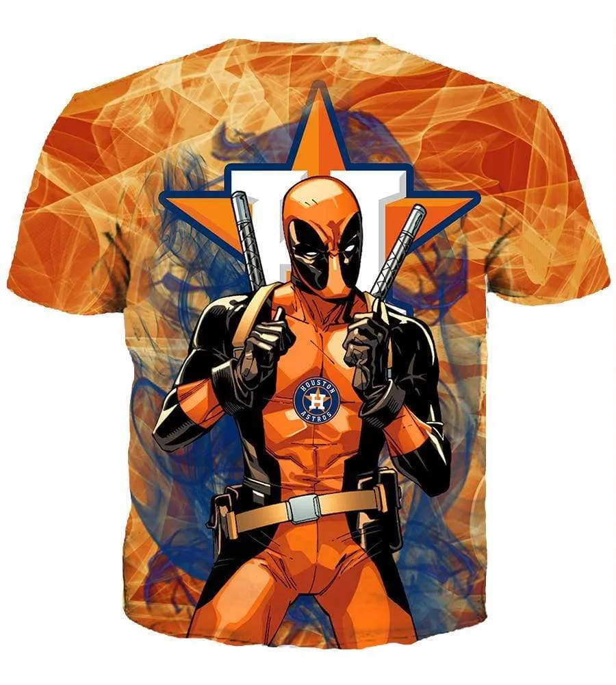 Deadpool Houston Astros Hoodies - Pullover Orange Hoodie