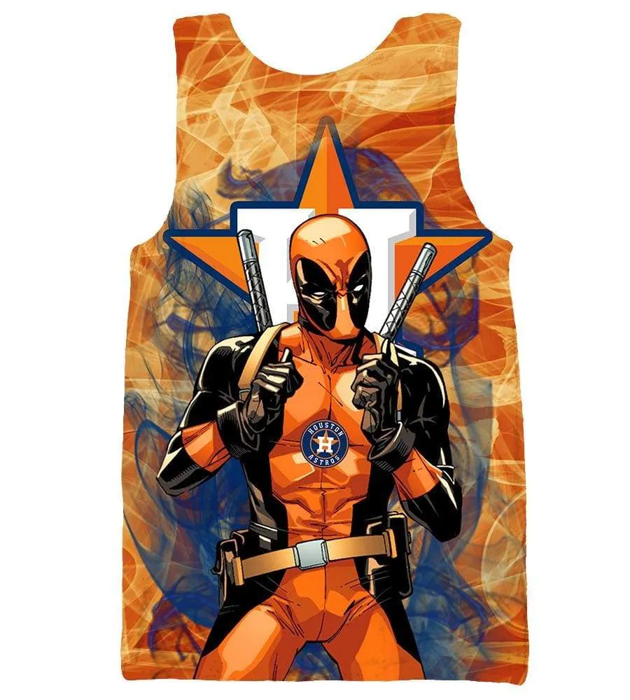 Deadpool Houston Astros Hoodies - Pullover Orange Hoodie