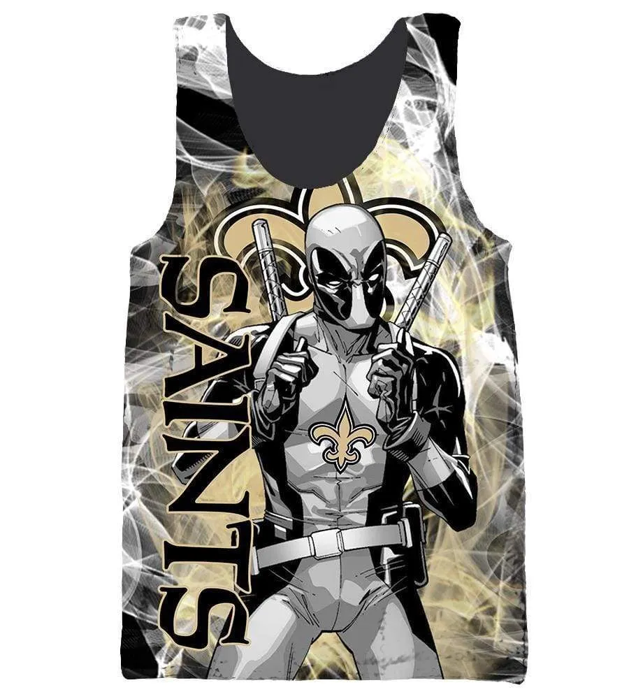 Deadpool New Orleans Saints Hoodies - Pullover Black Hoodie