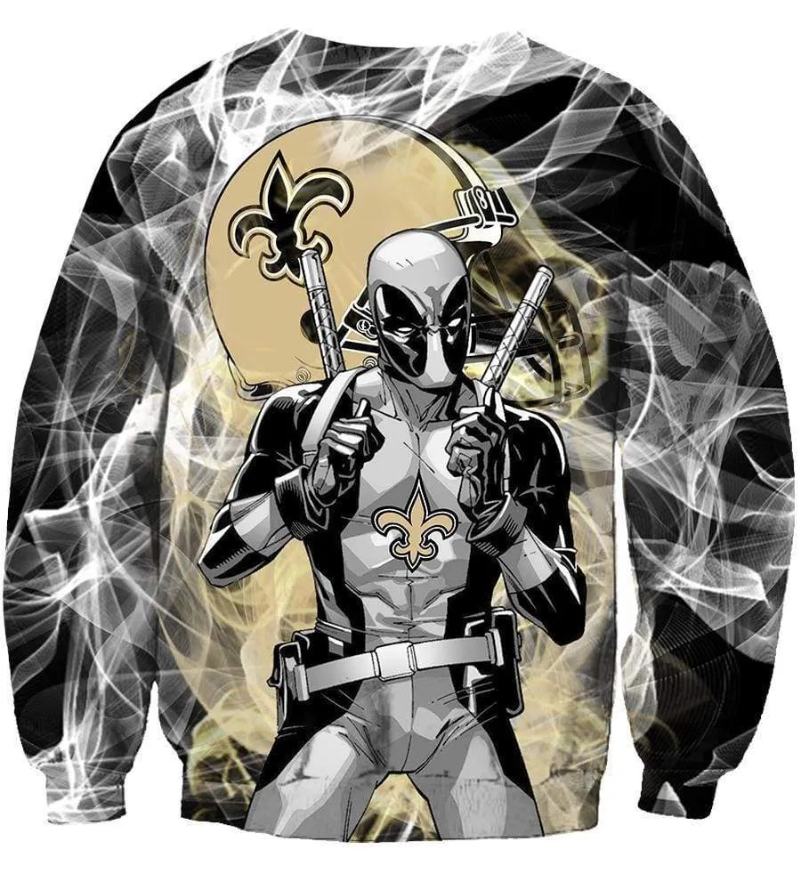 Deadpool New Orleans Saints Hoodies - Pullover Black Hoodie