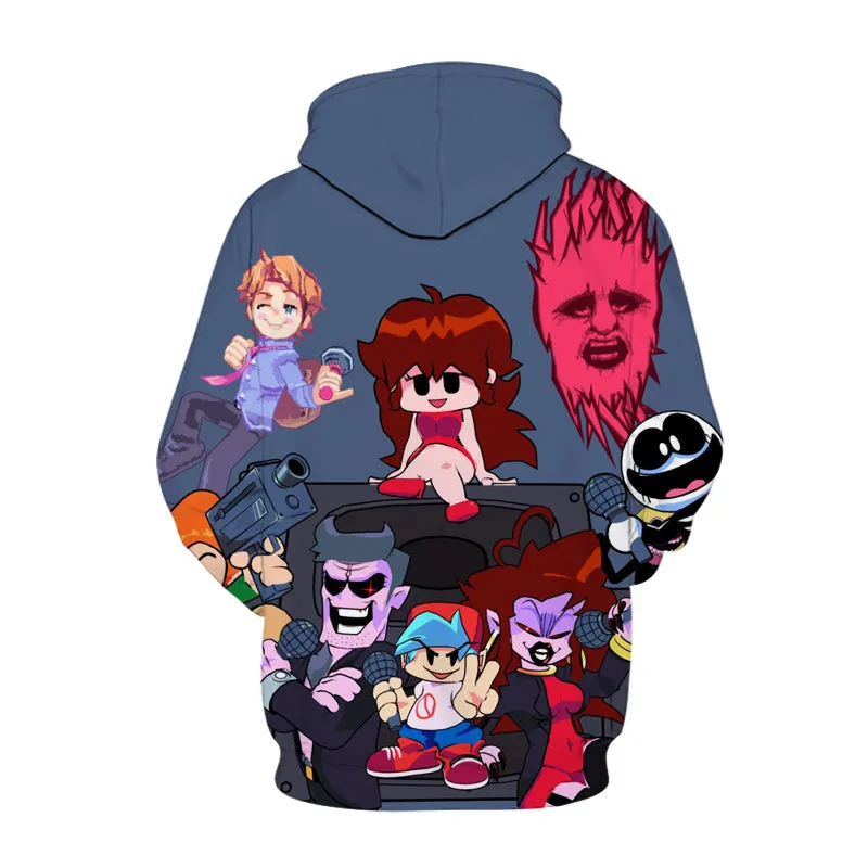 Friday Night Funkin Game Print Hoodies Long Sleeve Autumn Spring Casual Sports Sweatshirt