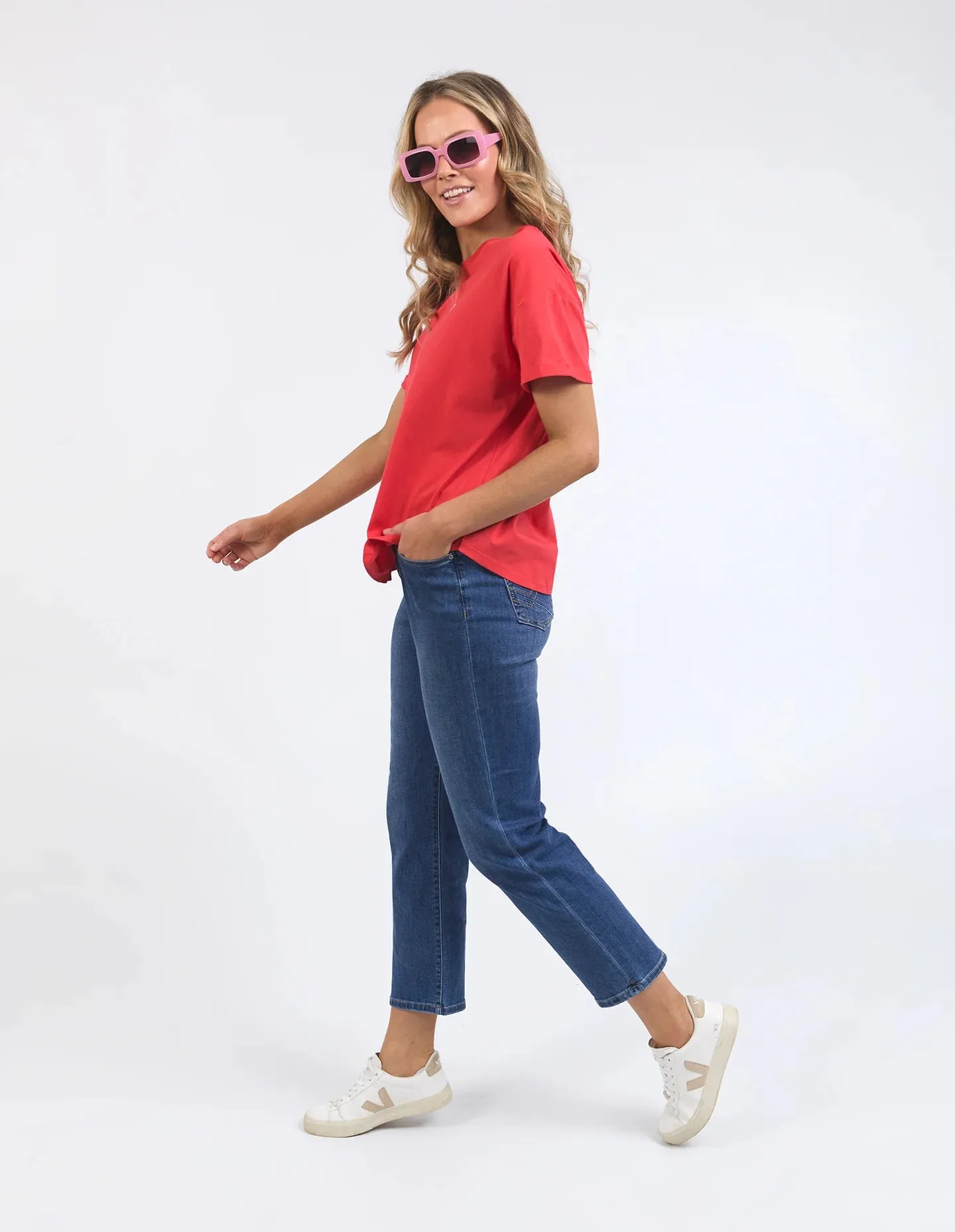 Halli Short Sleeve Tee- Bittersweet Red