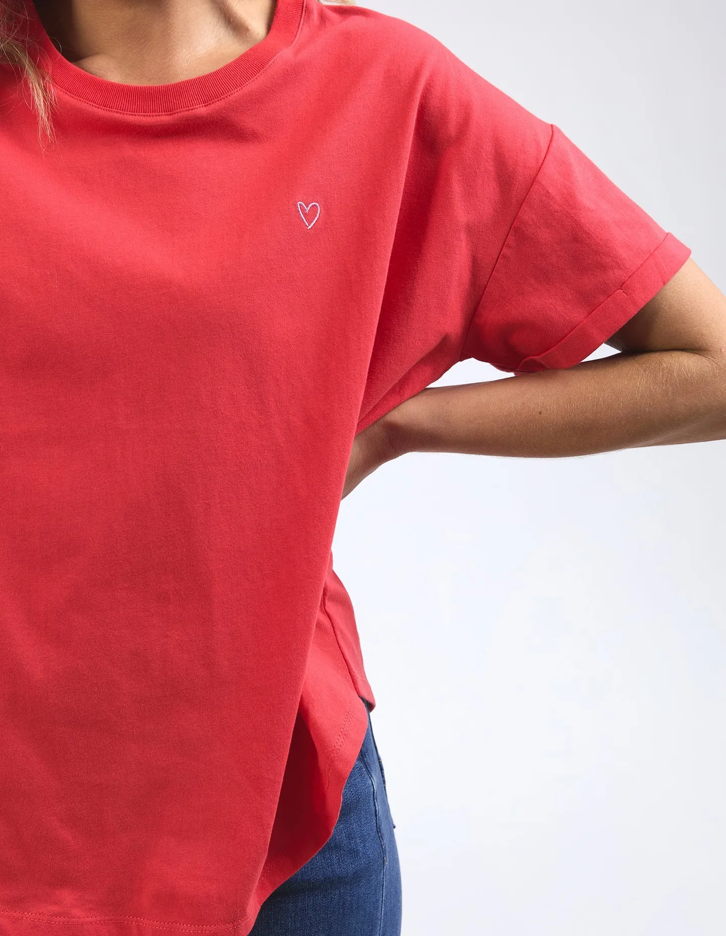 Halli Short Sleeve Tee- Bittersweet Red