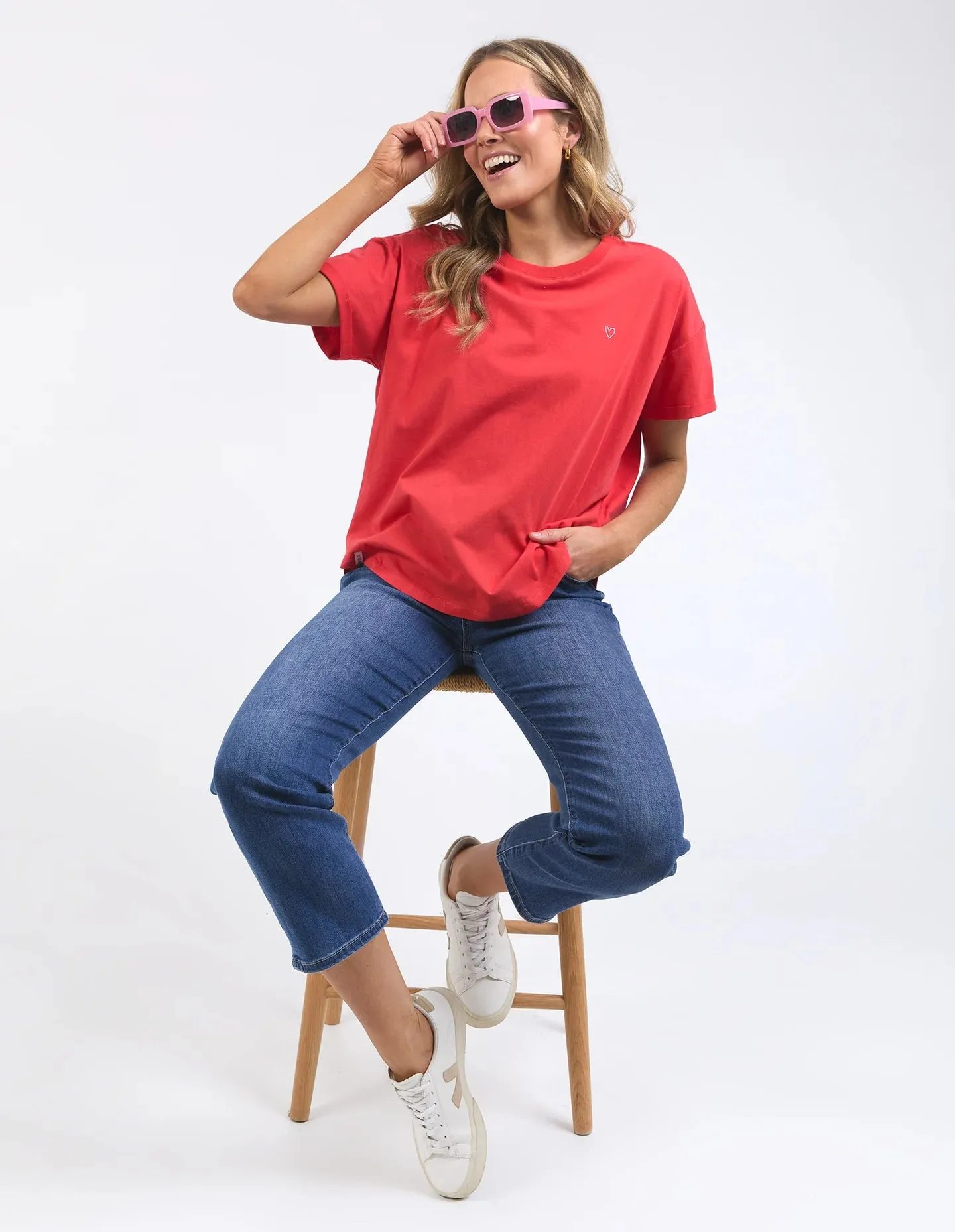 Halli Short Sleeve Tee- Bittersweet Red