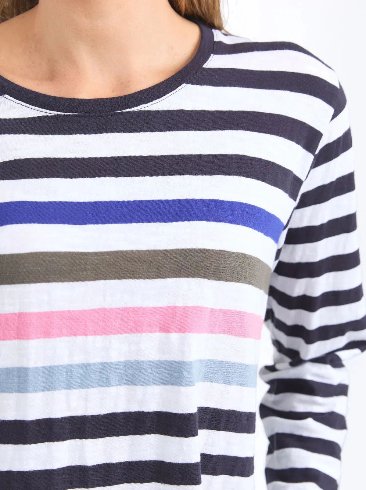 Harmony Long Sleeve Tee - Navy / White Stripe