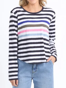 Harmony Long Sleeve Tee - Navy / White Stripe