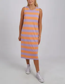 Horizon Tank Dress - Papaya/Periwinkle Stripe