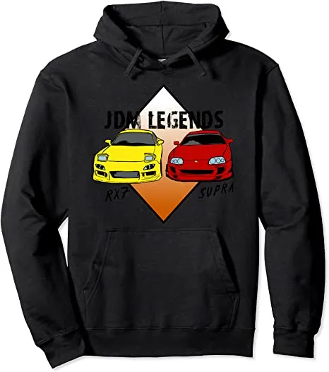 JDM Legends Classic Cars Rx7 and Supra Turbo Sports Drift Pullover Hoodie