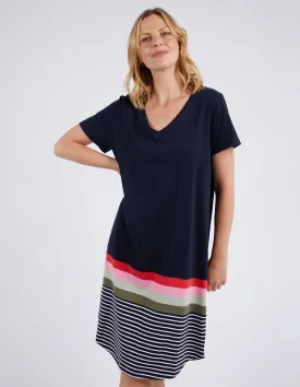Terra Tee Dress - Navy / White Stripe