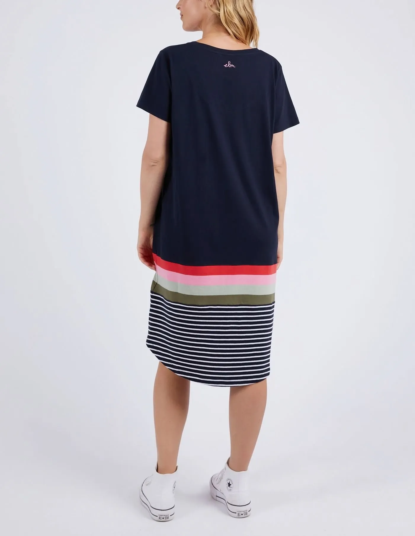 Terra Tee Dress - Navy / White Stripe