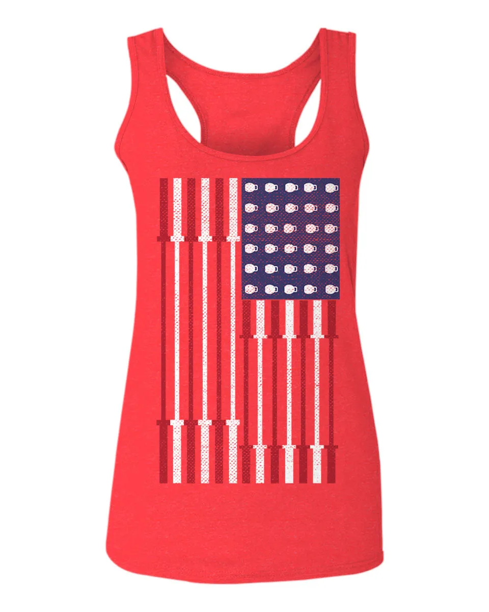 Workout Fitness Bars America American Flags Gym Tough  women's Tank Top sleeveless Racerback