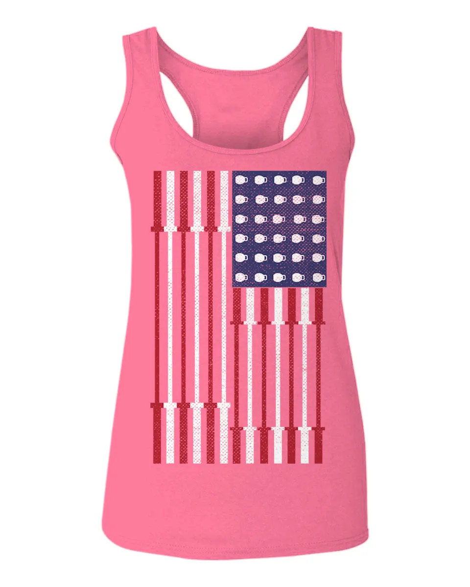Workout Fitness Bars America American Flags Gym Tough  women's Tank Top sleeveless Racerback