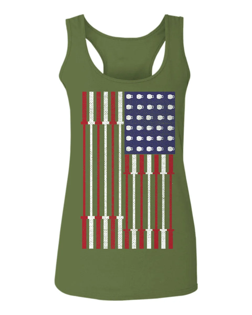 Workout Fitness Bars America American Flags Gym Tough  women's Tank Top sleeveless Racerback