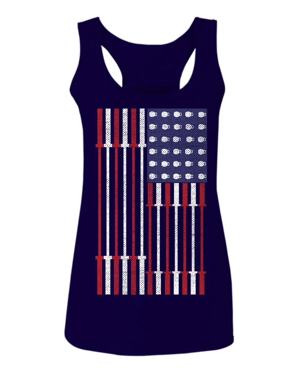 Workout Fitness Bars America American Flags Gym Tough  women's Tank Top sleeveless Racerback