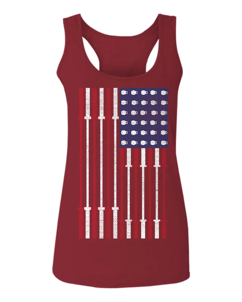 Workout Fitness Bars America American Flags Gym Tough  women's Tank Top sleeveless Racerback