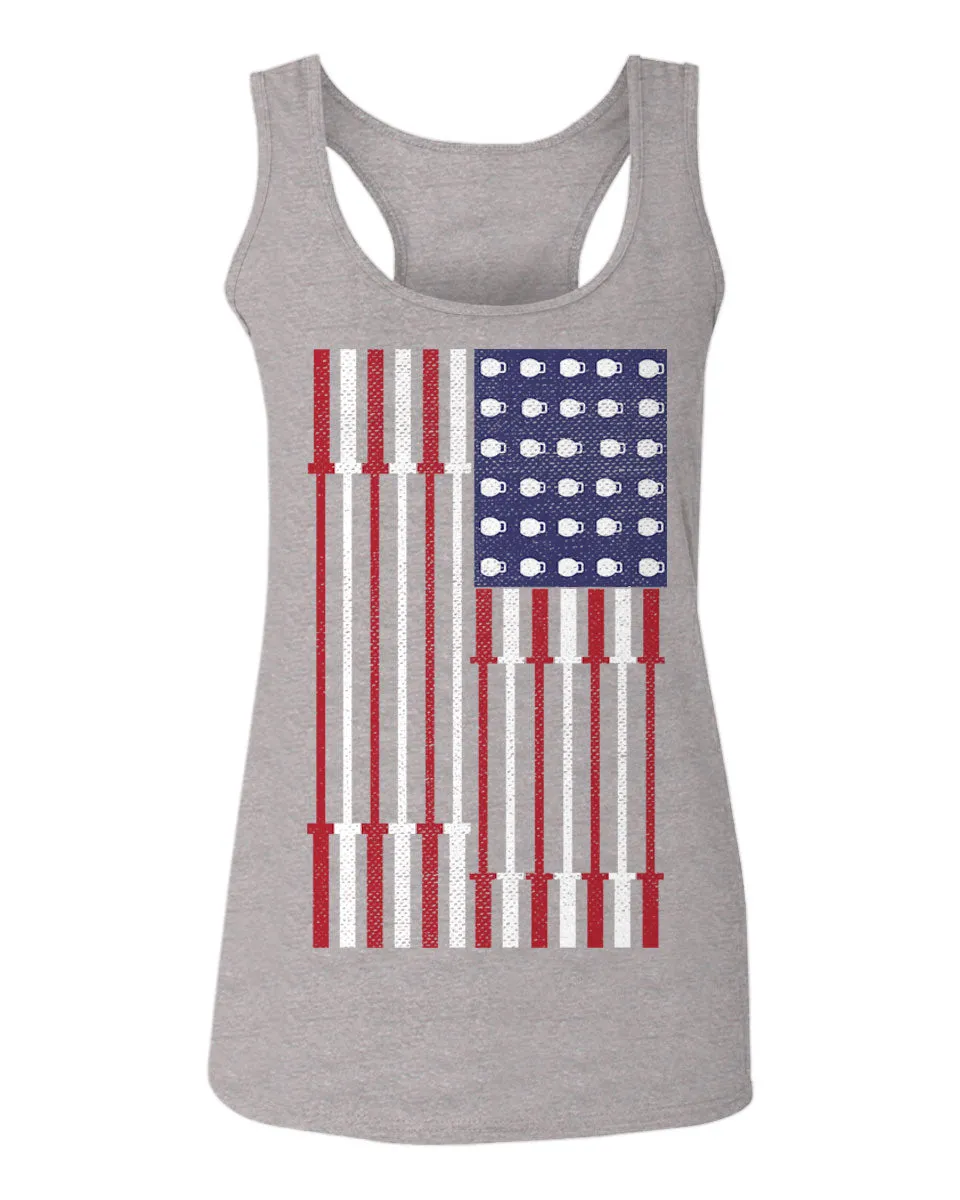 Workout Fitness Bars America American Flags Gym Tough  women's Tank Top sleeveless Racerback