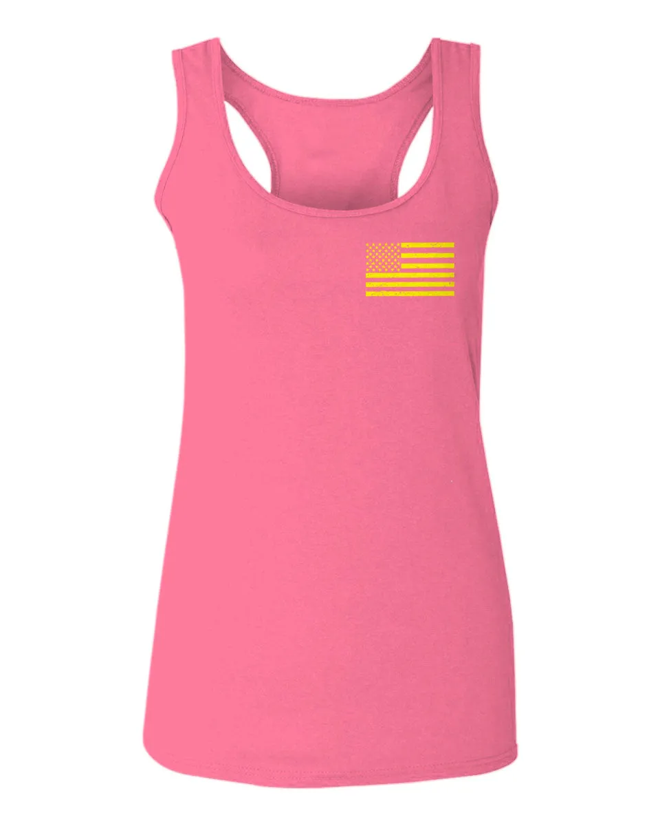 Yellow American Flag United States of America USA Military  women's Tank Top sleeveless Racerback