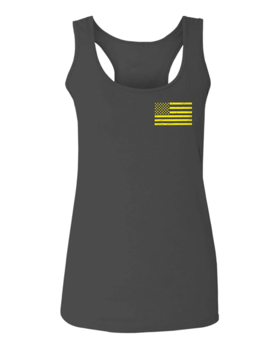 Yellow American Flag United States of America USA Military  women's Tank Top sleeveless Racerback