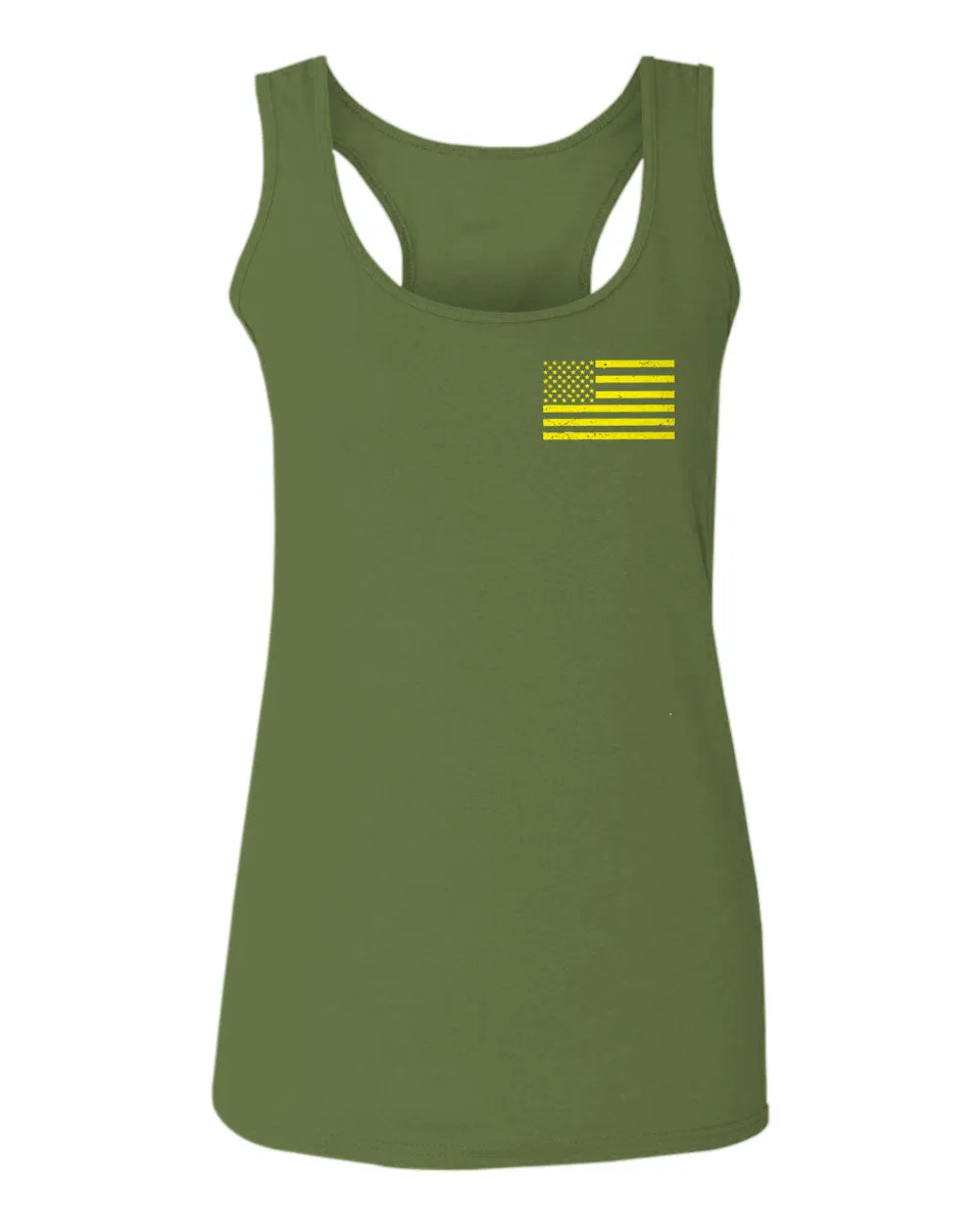 Yellow American Flag United States of America USA Military  women's Tank Top sleeveless Racerback