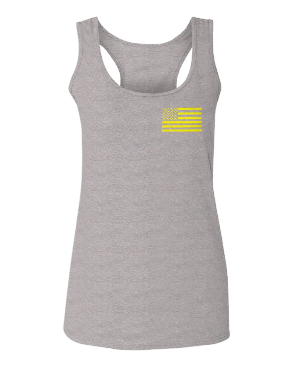 Yellow American Flag United States of America USA Military  women's Tank Top sleeveless Racerback